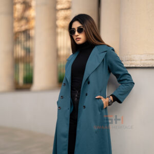 Premium Teal Blue Double-Breasted Overcoat – SWAAG HERITAGE Exclusive