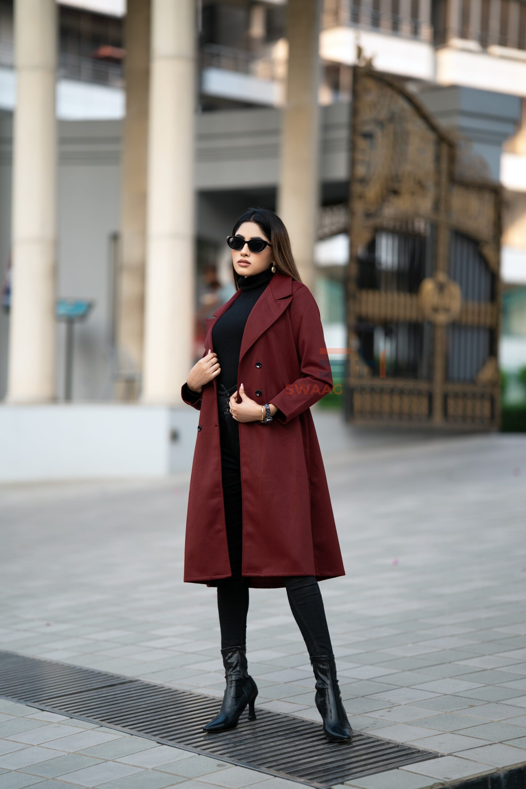 Premium Maroon Double-Breasted Overcoat – SWAAG HERITAGE Exclusive - Image 5