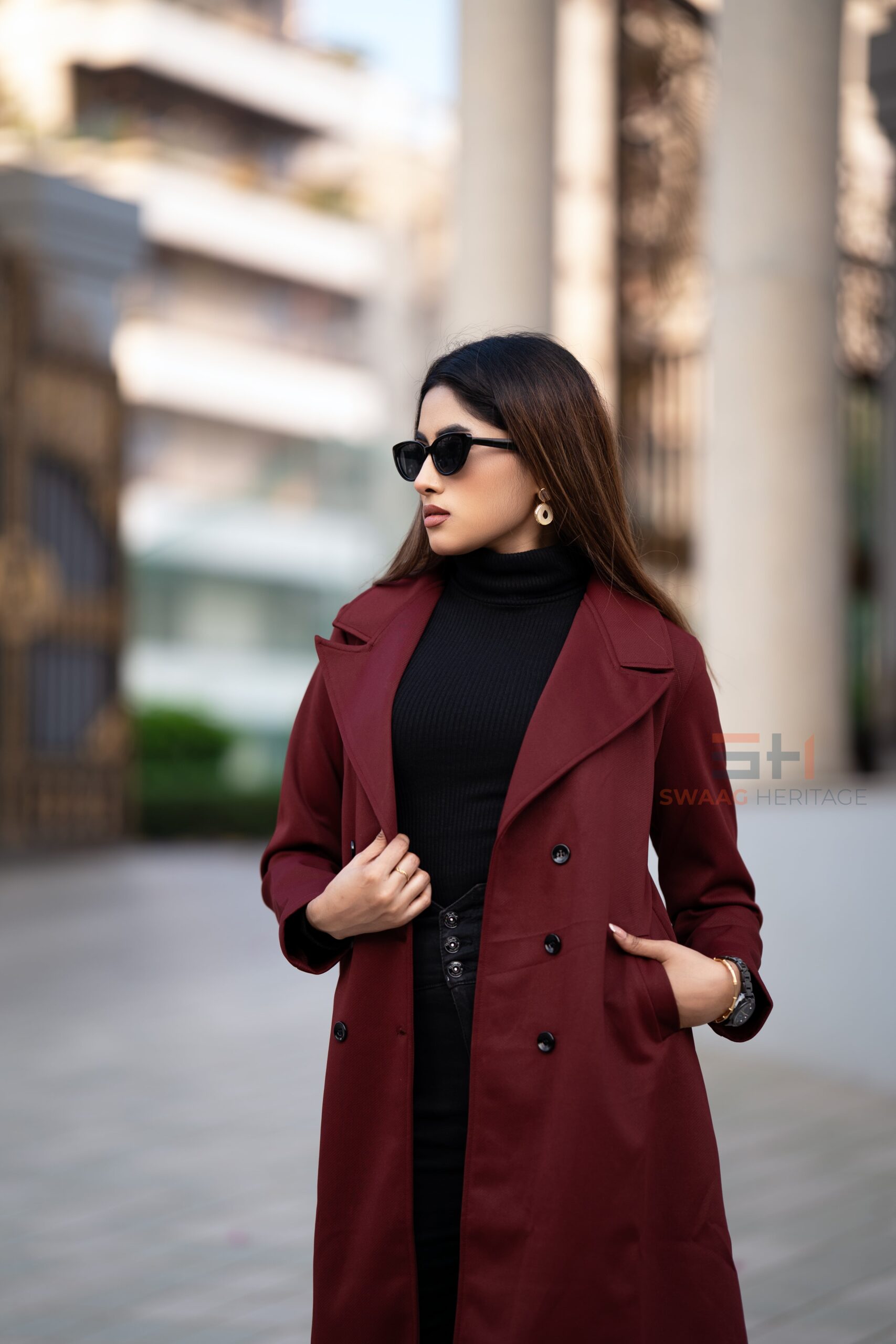 Premium Maroon Double-Breasted Overcoat – SWAAG HERITAGE Exclusive