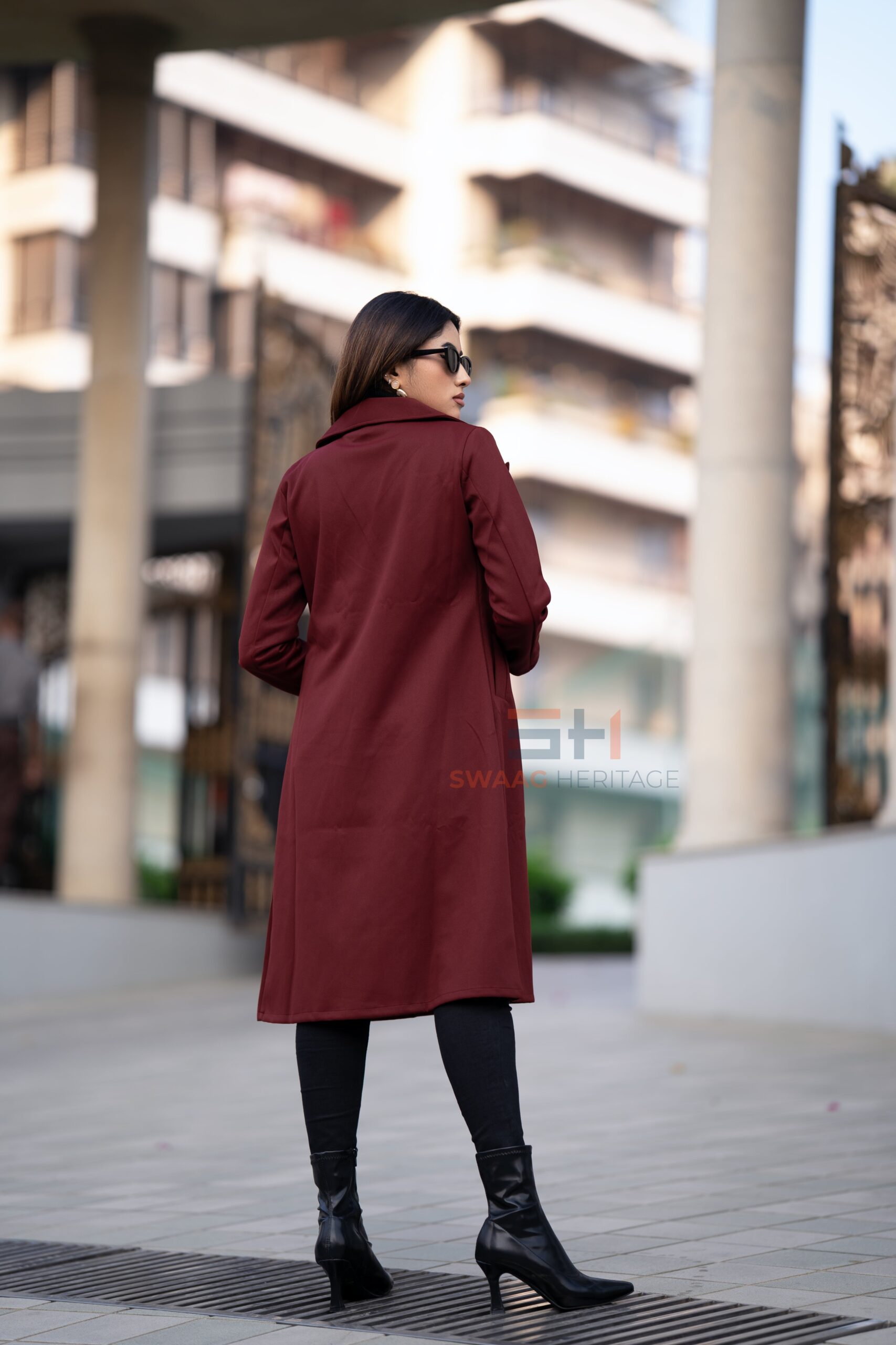 Premium Maroon Double-Breasted Overcoat – SWAAG HERITAGE Exclusive - Image 4