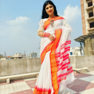 Blood Rose Georgette Saree with Red