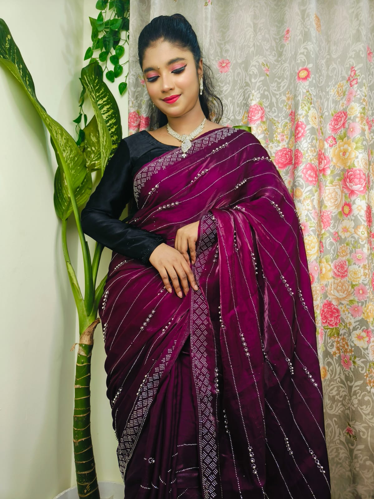 Premium & Luxury purple zimmi chu Party wear saree