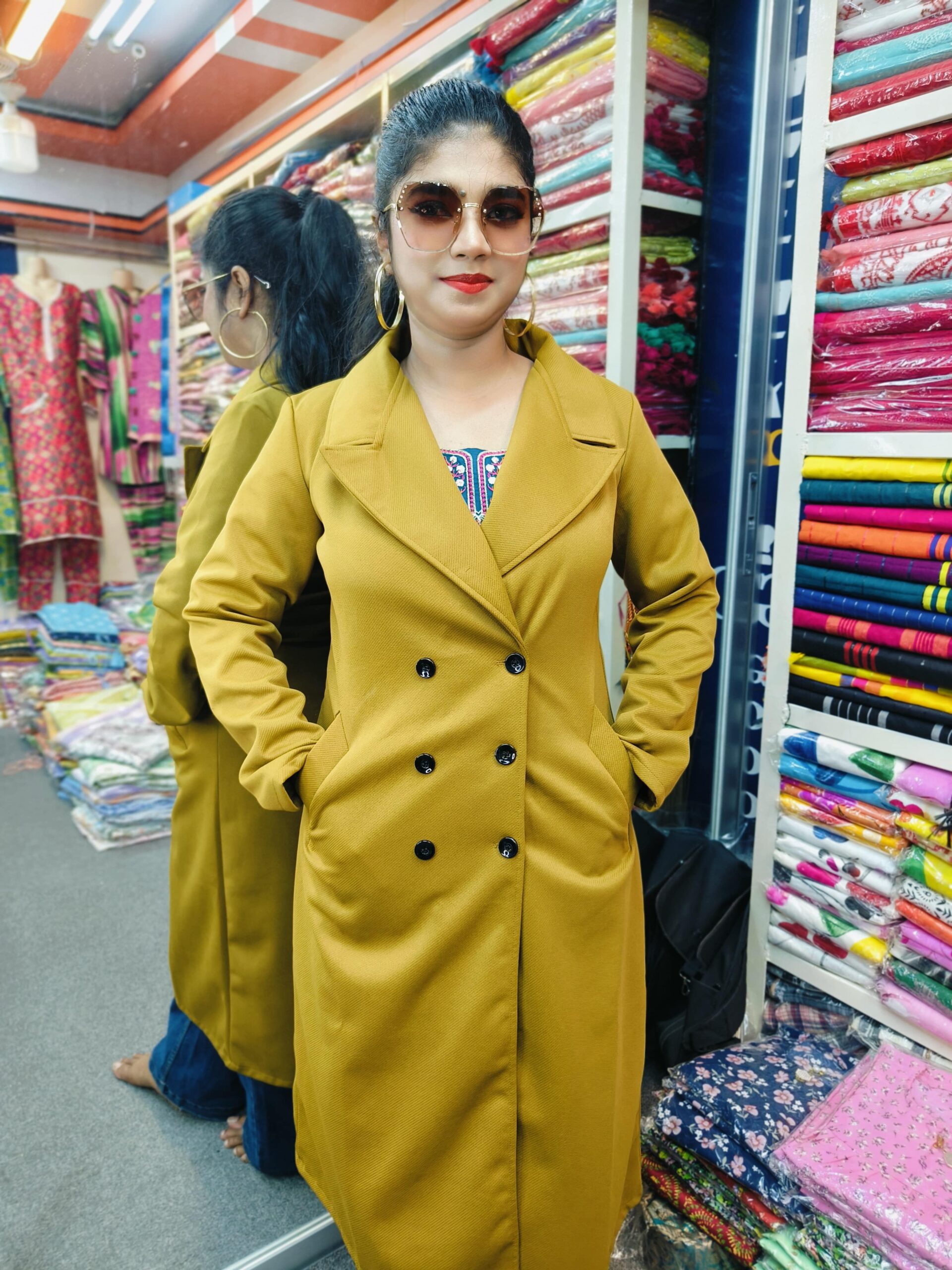 Premium Mustard yellow Double-Breasted Overcoat – SWAAG HERITAGE Exclusive - Image 4