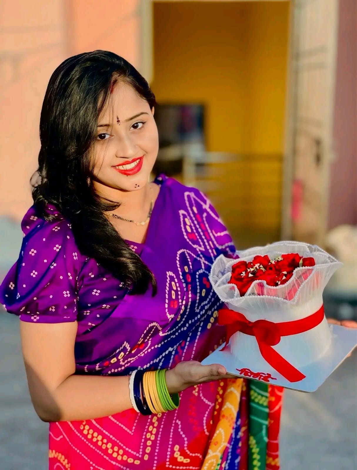 Traditional Gujarati Chunri Bandhani Saree – Vibrant Multicolor Tie-Dye Design - Image 3