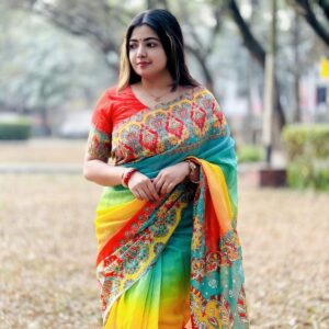 Semi Silk Digital Printed Red Saree with Blouse Piece | Swaag Heritage  Ethnic Wear