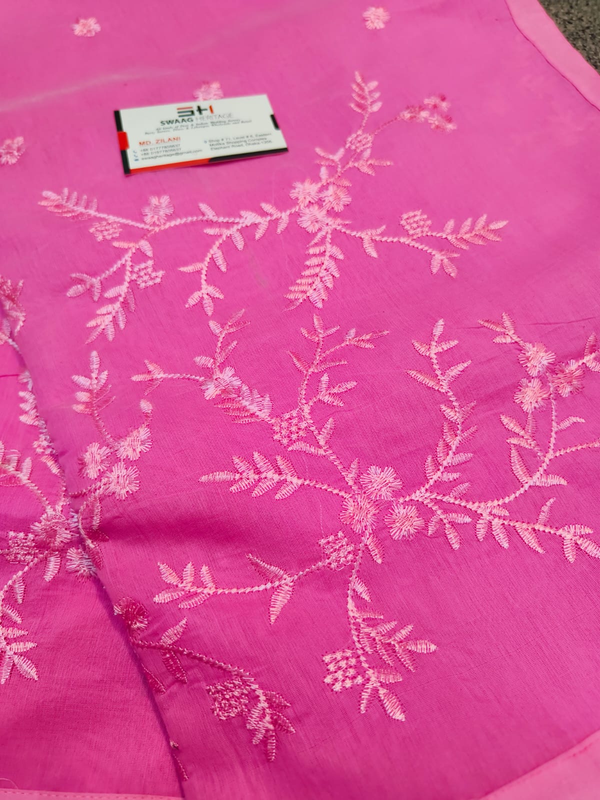 Muslin Pink Handloom work embroidery saree | Swaag Heritage Exclusive - Image 4