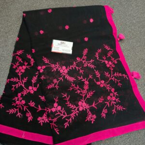 Muslin Black Handloom work embroidery saree | Swaag Heritage Exclusive
