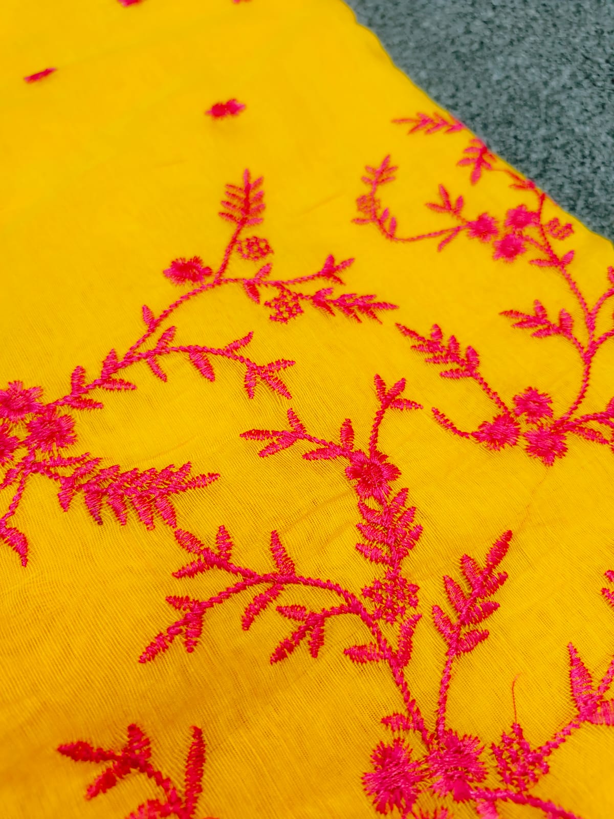 Muslin yellow Handloom work embroidery saree | Swaag Heritage Exclusive - Image 5
