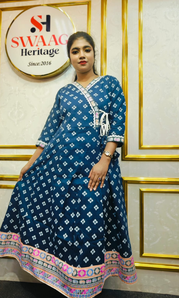 Boutique 2-Piece Long Anarkali Dress in Pure Cotton - Image 6