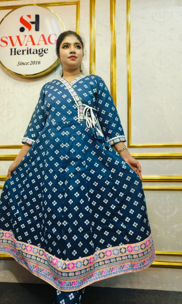 Boutique 2-Piece Long Anarkali Dress in Pure Cotton - Image 2