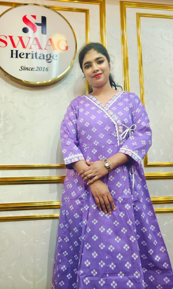 Boutique 2-Piece Long Anarkali Dress in Pure Cotton - Image 3