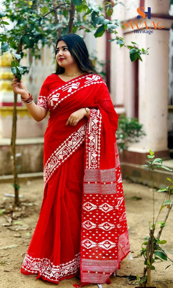 Semi Silk Jamdani Motif Digital Printed Saree with Blouse Piece | Swaag Heritage Ethnic Wear - Image 2