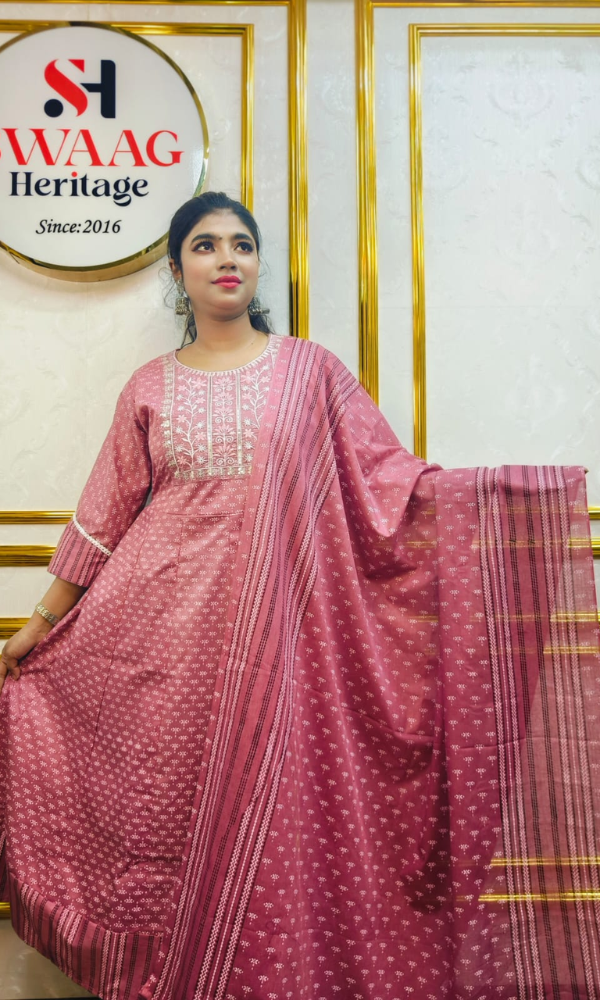 Grace in every thread | Pure cotton boutique Anarkali dress —exclusively by Swaag Heritage. - Image 3