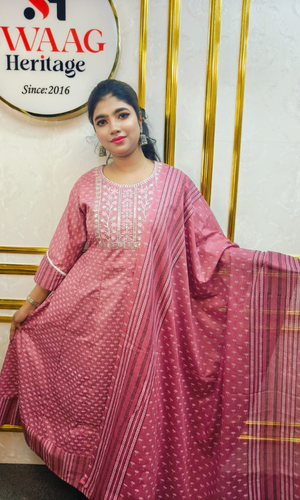 Grace in every thread | Pure cotton boutique Anarkali dress —exclusively by Swaag Heritage. - Image 2