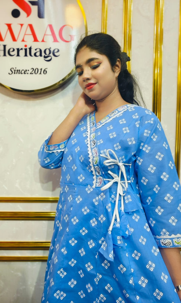 Boutique 2-Piece Long Anarkali Dress in Pure Cotton