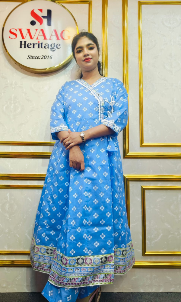 Boutique 2-Piece Long Anarkali Dress in Pure Cotton - Image 2