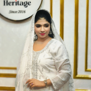 Soft Peach Zari silver Embroidered Georgette 3 Piece Dress | SWAAG Heritage