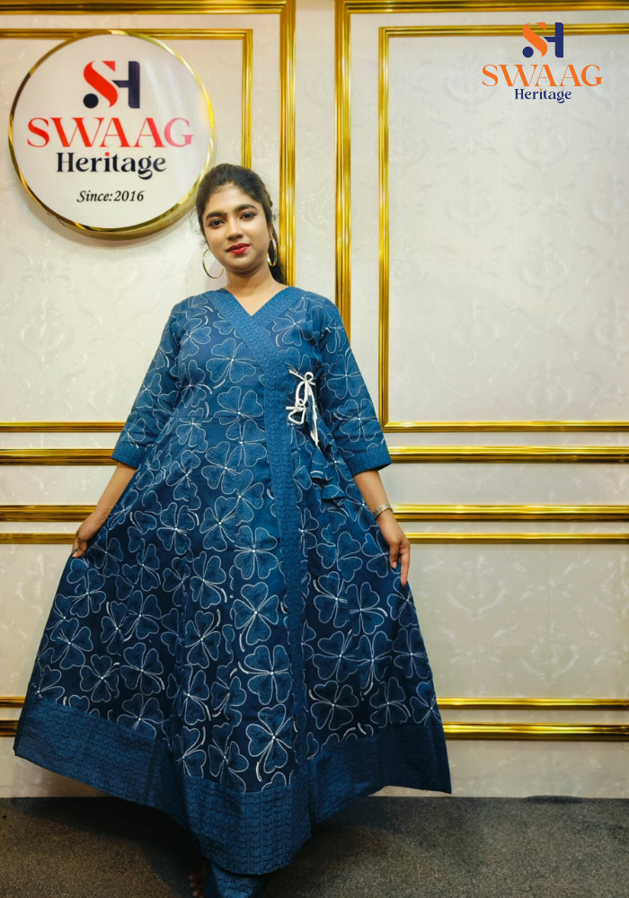 Boutique 2-Piece Long Anarkali Dress in Pure Cotton