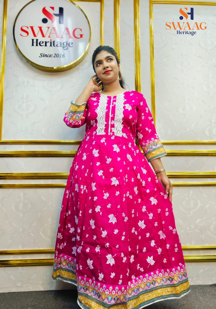 Boutique 2-Piece Long Anarkali Dress in Pure Cotton - Image 3