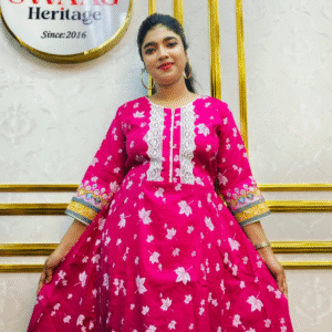 Boutique 2-Piece Long Anarkali Dress in Pure Cotton