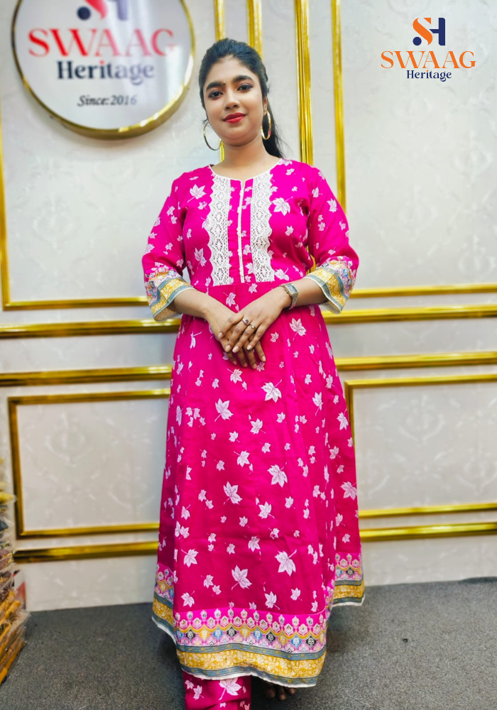 Boutique 2-Piece Long Anarkali Dress in Pure Cotton - Image 4