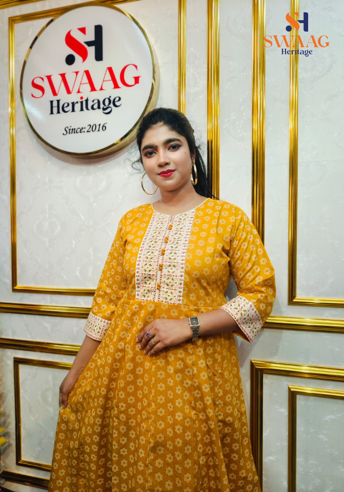 Boutique 2-Piece Long Anarkali Dress in Pure Cotton - Image 3