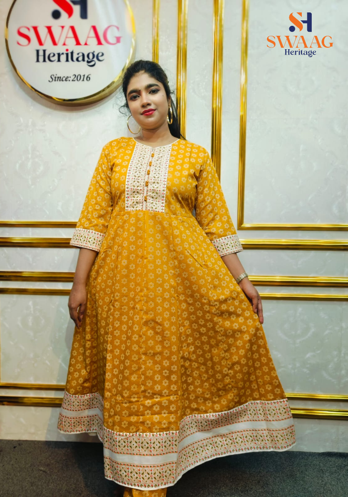 Boutique 2-Piece Long Anarkali Dress in Pure Cotton - Image 2