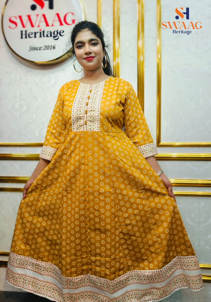 Boutique 2-Piece Long Anarkali Dress in Pure Cotton - Image 5