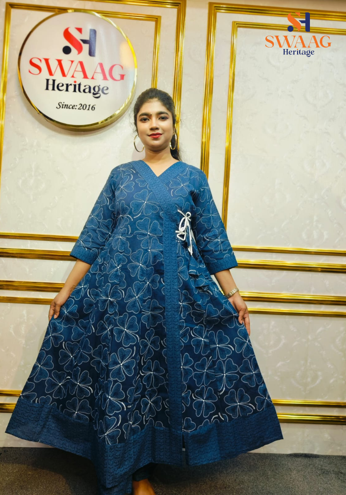 Boutique 2-Piece Long Anarkali Dress in Pure Cotton - Image 3