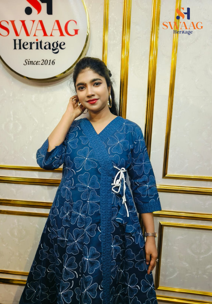 Boutique 2-Piece Long Anarkali Dress in Pure Cotton - Image 2