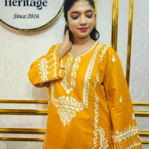 Mustard Yellow Embroidered Straight Kurti (Premium Ethnic Wear)
