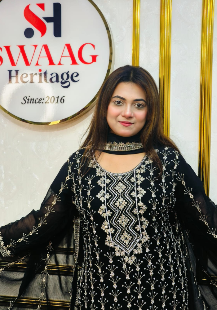 Premium Zari Embroidered chiffon Georgette 3 Piece Dress | SWAAG Heritage - Image 4