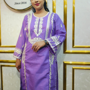Lavender Embroidered Straight Kurti (Premium Ethnic Wear)