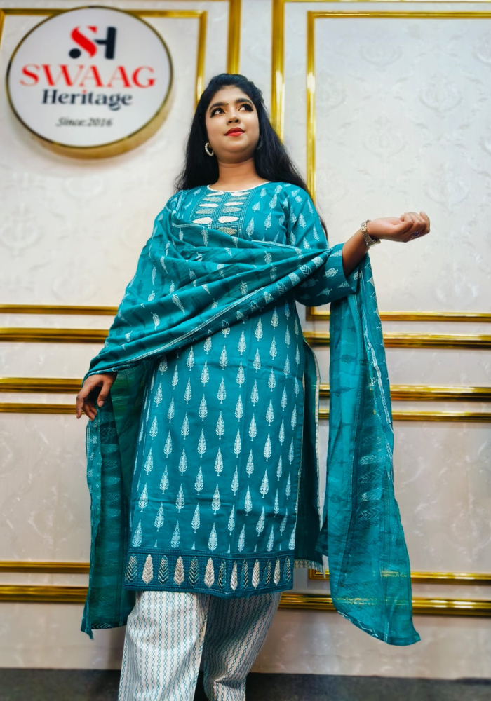 Grace in every thread | Pure cotton boutique three piece dress —exclusively by Swaag Heritage. - Image 5