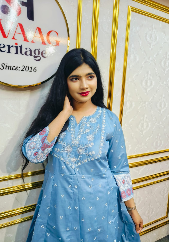 2-Piece Long Anarkali Dress with Sequence and Embroidery work