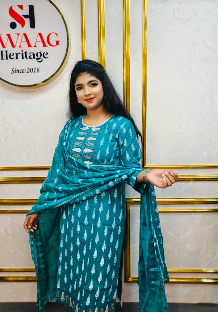 Grace in every thread | Pure cotton boutique three piece dress —exclusively by Swaag Heritage. - Image 4