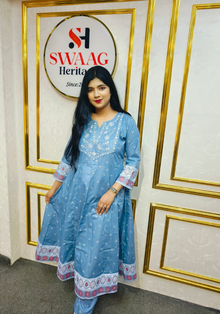 2-Piece Long Anarkali Dress with Sequence and Embroidery work - Image 2