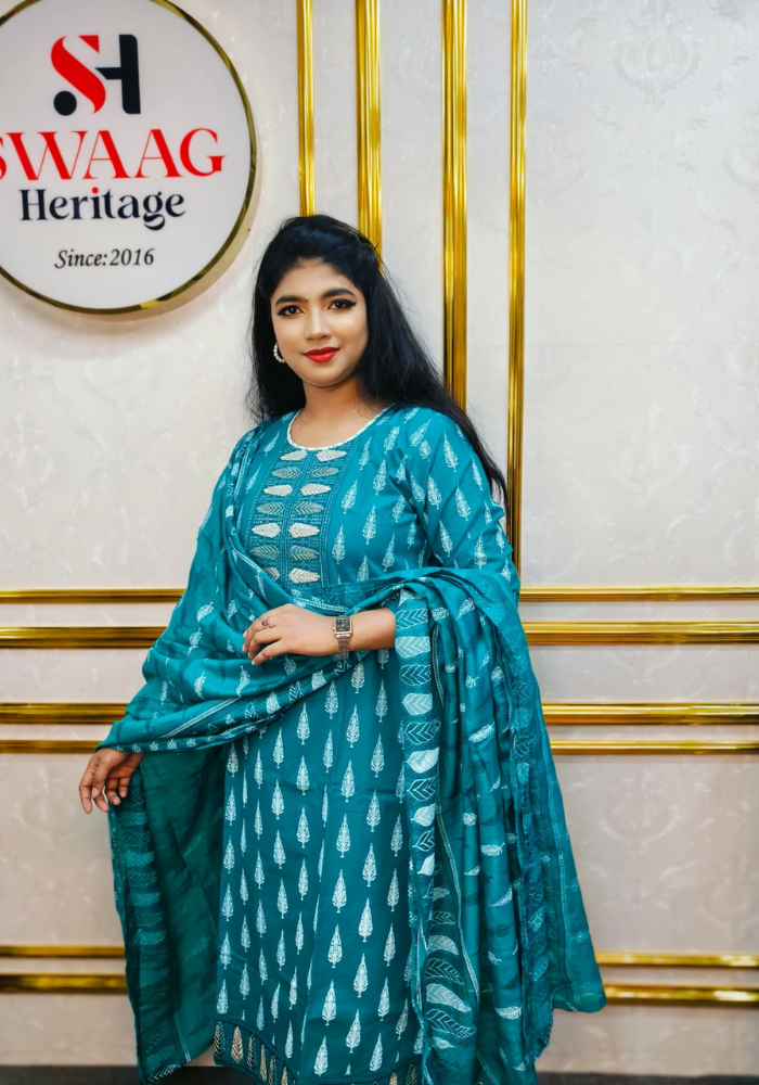 Grace in every thread | Pure cotton boutique three piece dress —exclusively by Swaag Heritage.