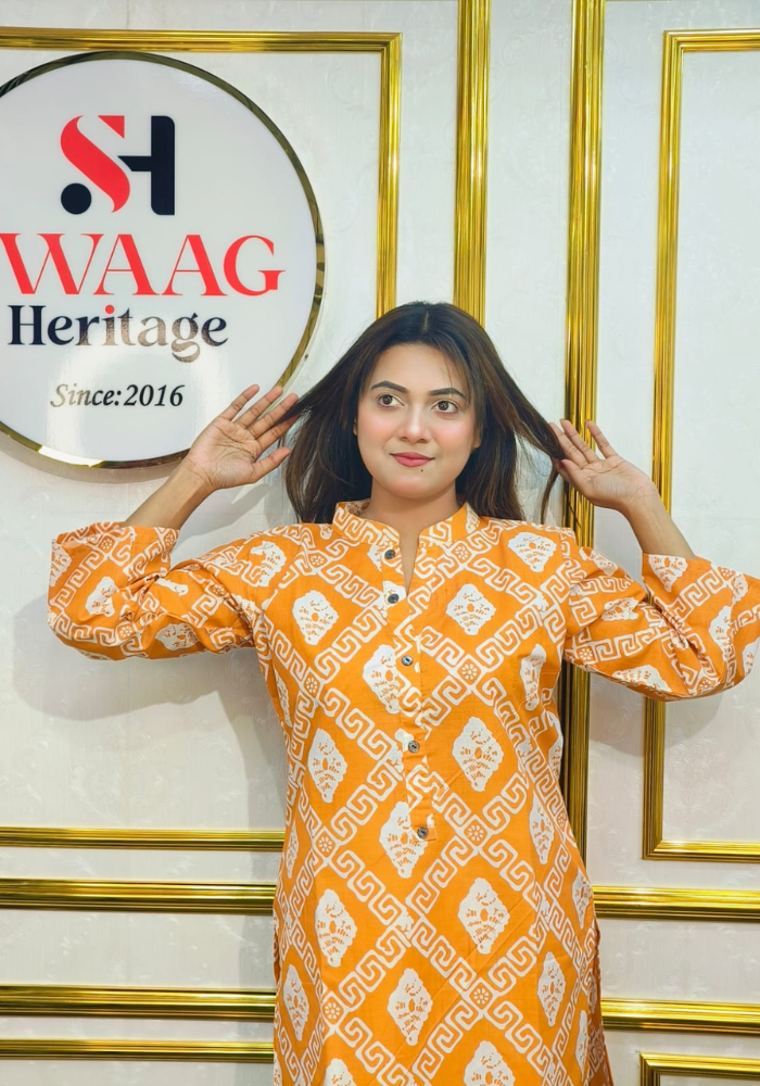 Yellow Tie-Dye Printed Cotton Co-Ord Set - Image 6