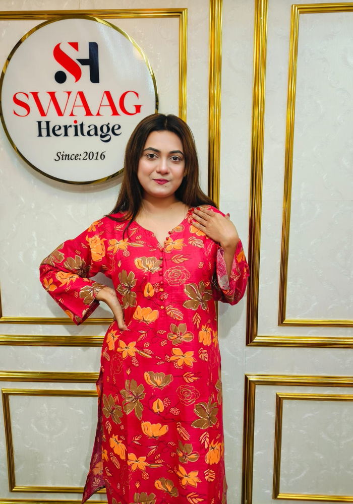 Premium cotton Floral Printed Long 2 Piece Dress