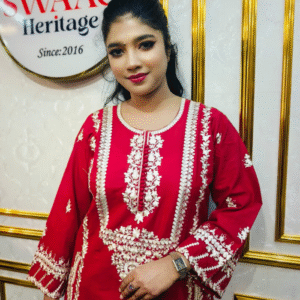 Red Embroidered Straight Kurti (Premium Ethnic Wear)