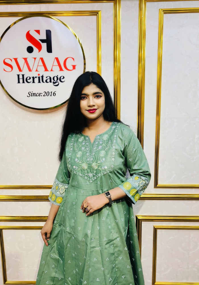 2-Piece Long Anarkali Dress with Sequence and Embroidery work