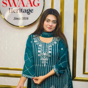Premium Zari Embroidered chiffon Georgette 3 Piece Dress | SWAAG Heritage