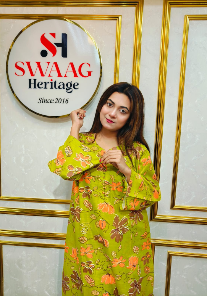 Premium cotton Floral Printed Long 2 Piece Dress - Image 8