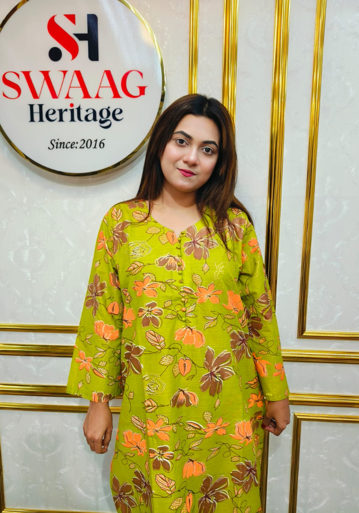 Premium cotton Floral Printed Long 2 Piece Dress - Image 9