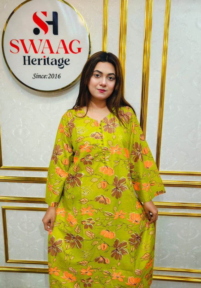 Premium cotton Floral Printed Long 2 Piece Dress - Image 6