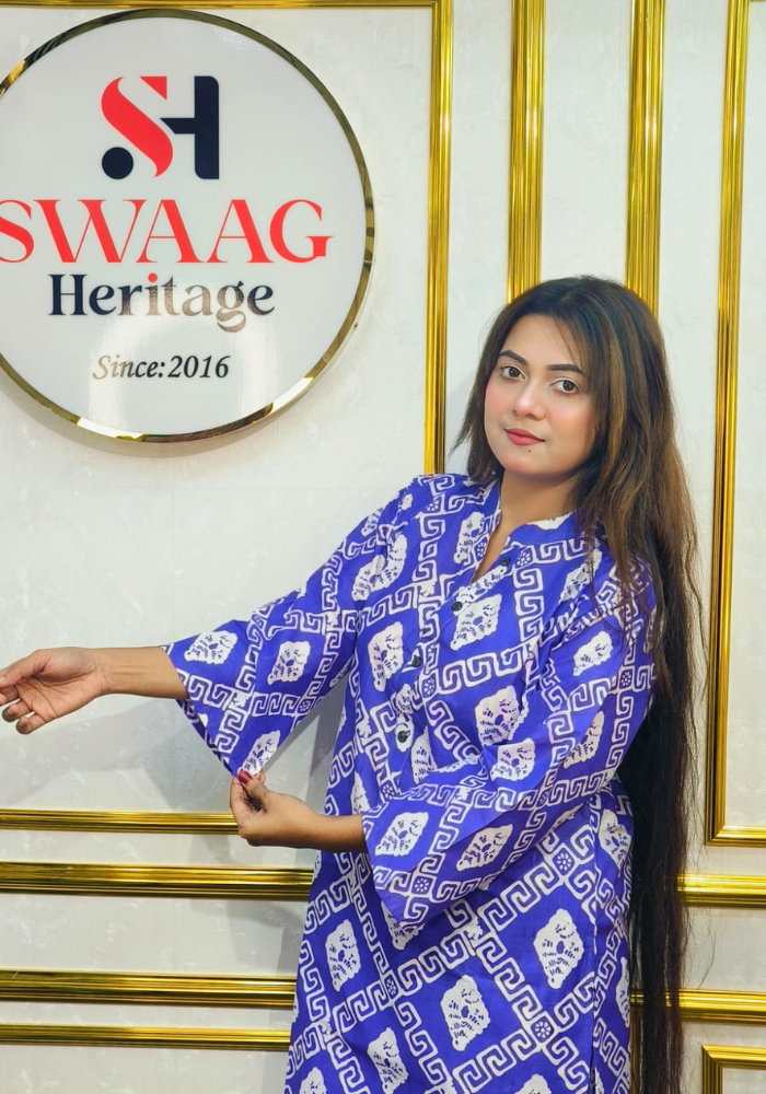 Blue Tie-Dye Printed Cotton Co-Ord Set - Image 4