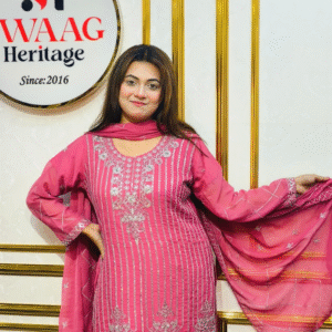 Premium Zari Embroidered chiffon Georgette 3 Piece Dress | SWAAG Heritage