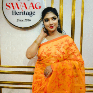 Sunset Bloom Embroidered Semi Silk Saree