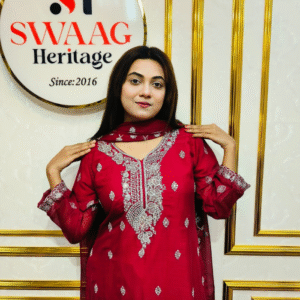 Premium Zari Embroidered chiffon Georgette 3 Piece Dress | SWAAG Heritage